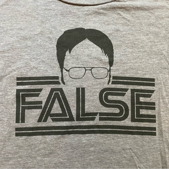 The Office Dwight Schrute False Tee Shirt Mens Small Grey Black T Shirt - Picture 2 of 5